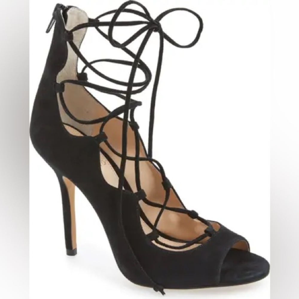 Vince Camuto Black Lace-Up Heels